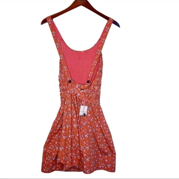 Free PEOPLE NWT Petunia Backless Floral Mini Dress Size Small in Poppy Combo - Picture 6 of 15